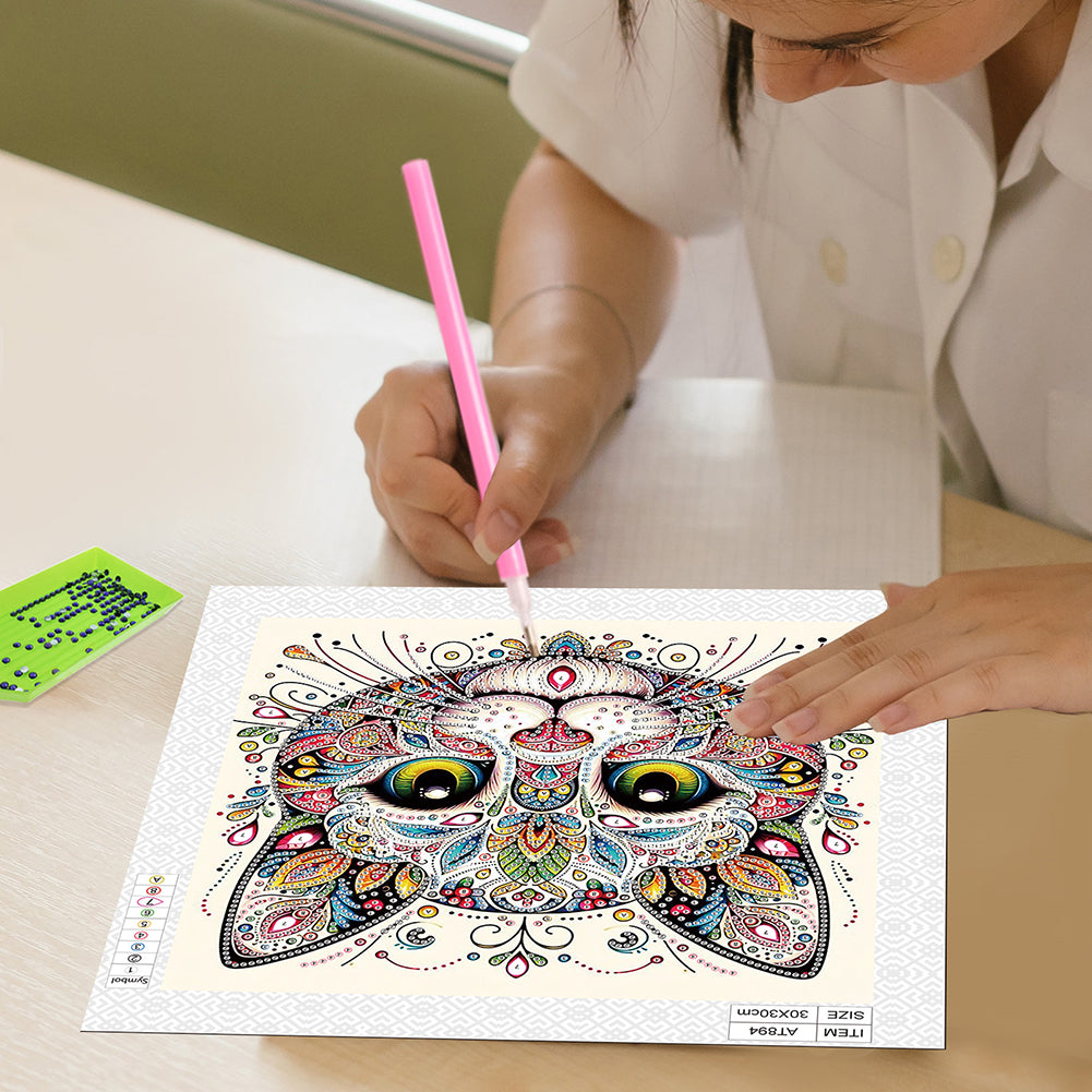 Mandala Cat - Special Shaped Drill Diamond Painting 30*30CM