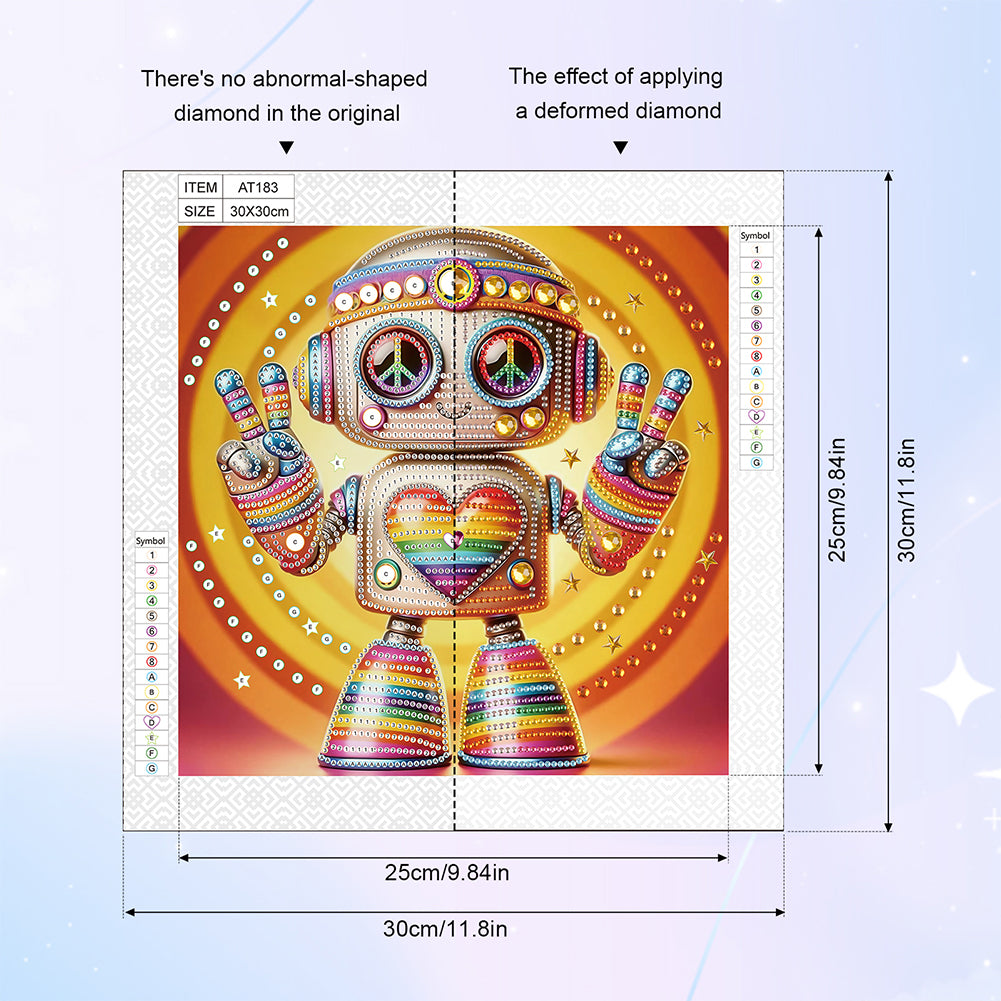 Cute Robot - Special Shaped Drill Diamond Painting 30*30CM