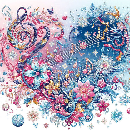 Notes Heart Flowers - Special Shaped Drill Diamond Painting 30*30CM