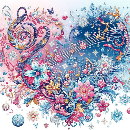 Notes Heart Flowers - Special Shaped Drill Diamond Painting 30*30CM