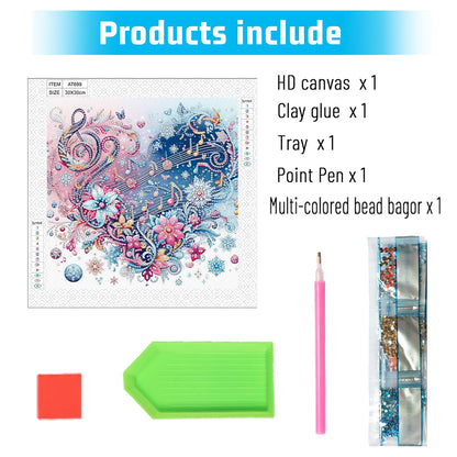 Notes Heart Flowers - Special Shaped Drill Diamond Painting 30*30CM