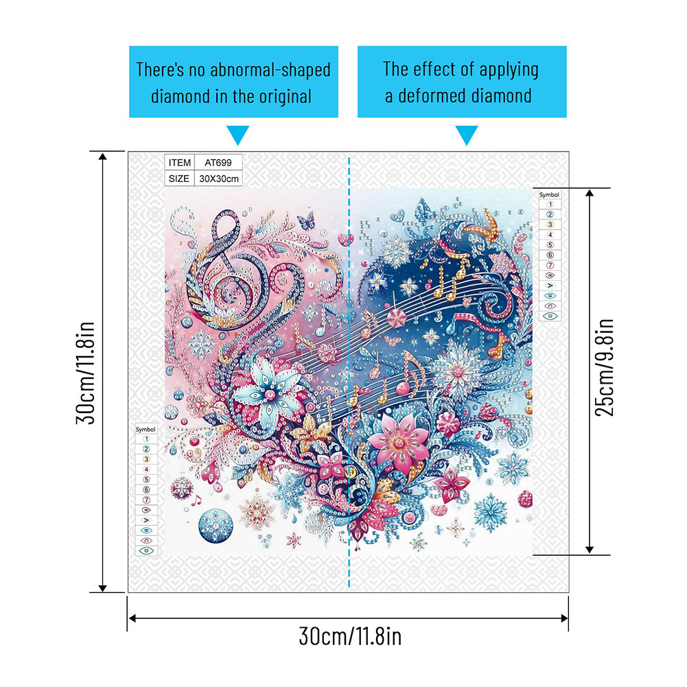 Notes Heart Flowers - Special Shaped Drill Diamond Painting 30*30CM