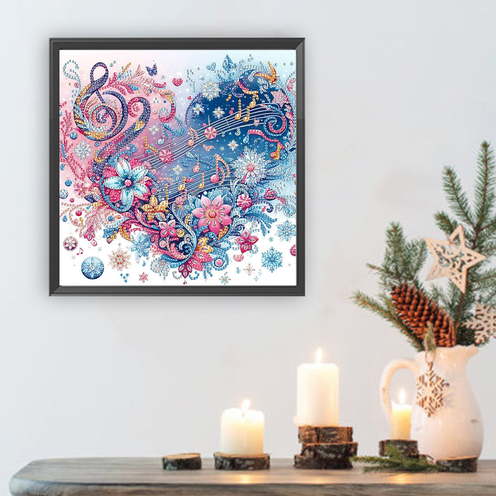 Notes Heart Flowers - Special Shaped Drill Diamond Painting 30*30CM