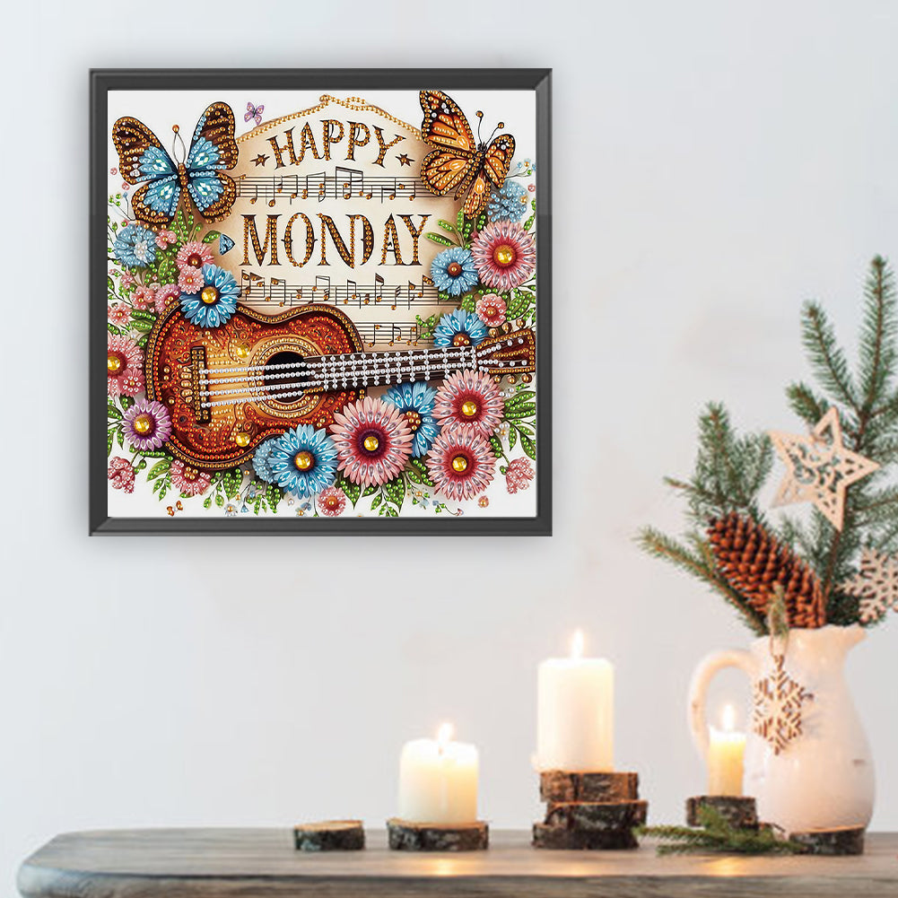 Notes Guitar Flowers - Special Shaped Drill Diamond Painting 30*30CM