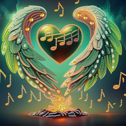 Notes With Heart Wings - Special Shaped Drill Diamond Painting 30*30CM