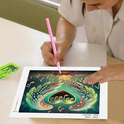 Notes With Heart Wings - Special Shaped Drill Diamond Painting 30*30CM