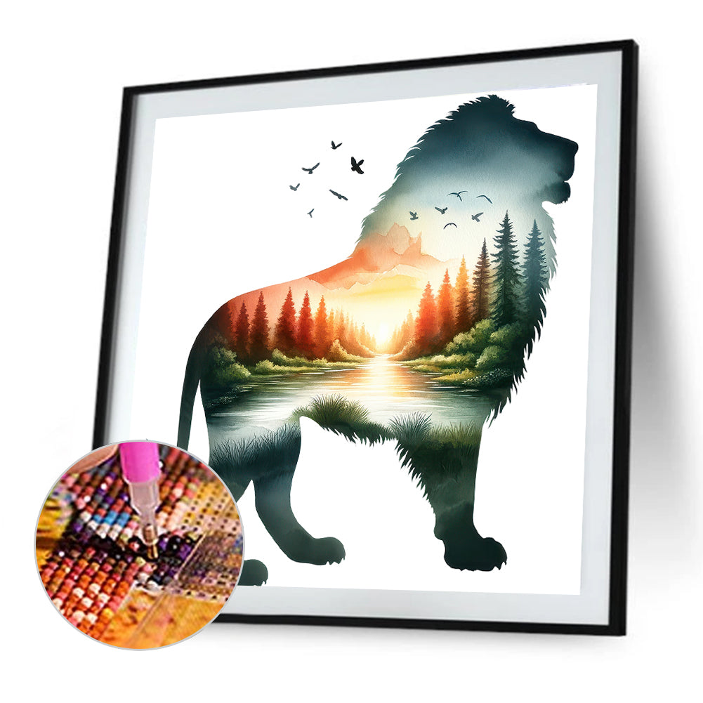 Lion - Full Round Drill Diamond Painting 30*30CM
