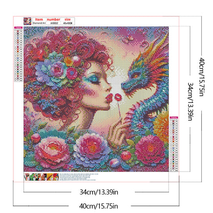 Girl And Dragon - Full Round Drill Diamond Painting 40*40CM