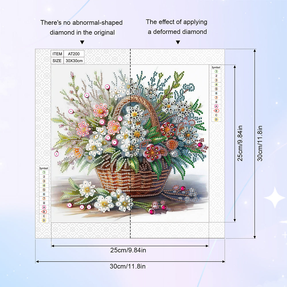 Bouquet Basket - Special Shaped Drill Diamond Painting 30*30CM