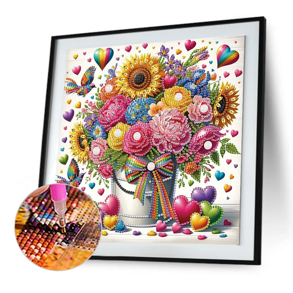 Bouquet Basket - Special Shaped Drill Diamond Painting 30*30CM