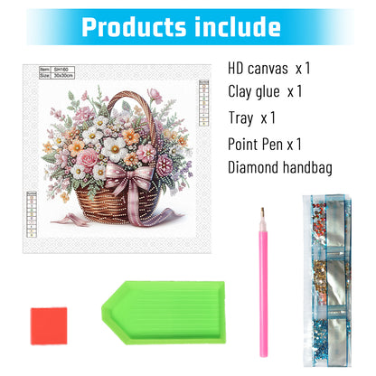 Bouquet Basket - Special Shaped Drill Diamond Painting 30*30CM