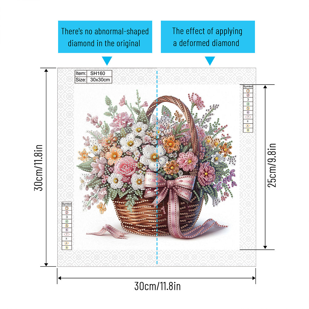 Bouquet Basket - Special Shaped Drill Diamond Painting 30*30CM