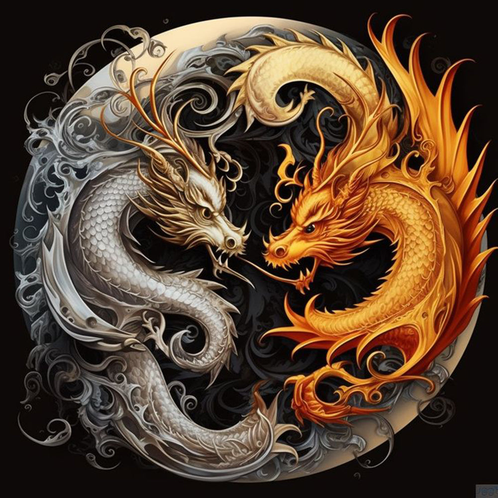 Yin Yang Dragon - Full Square Drill Diamond Painting 40*40CM