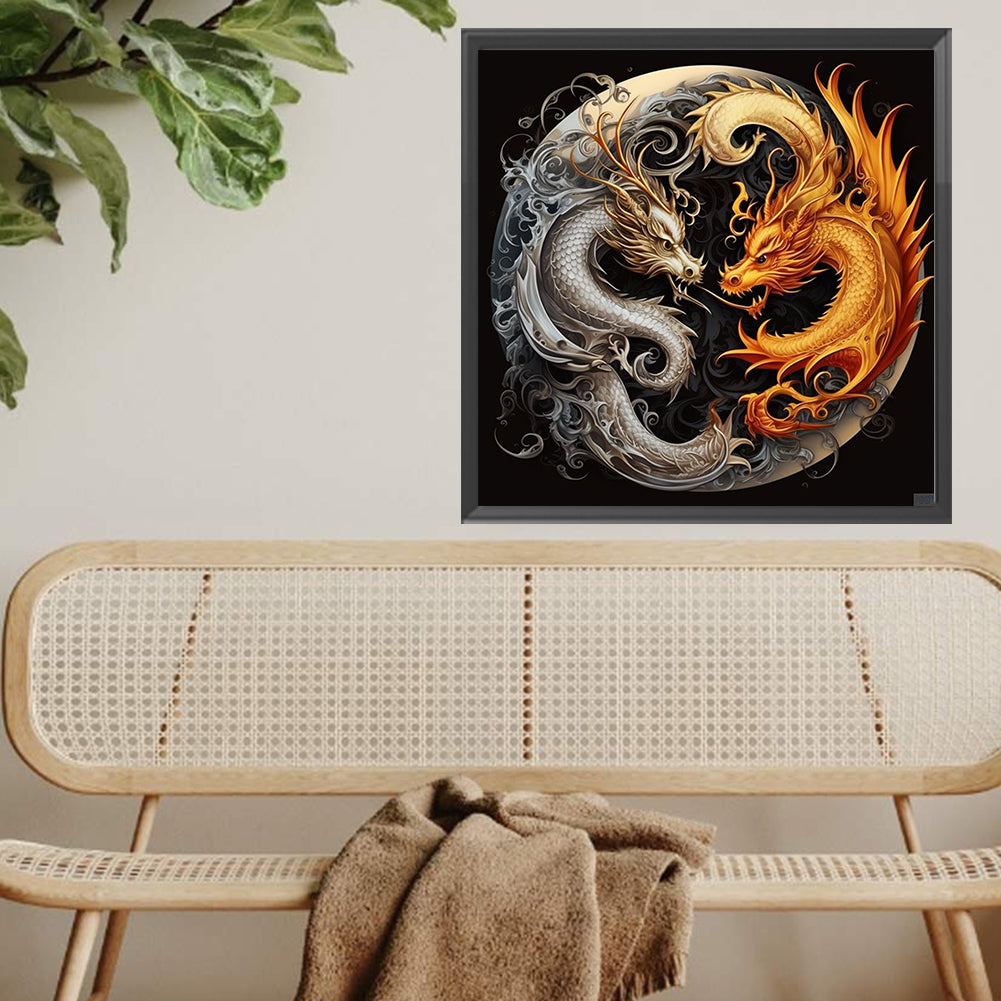 Yin Yang Dragon - Full Square Drill Diamond Painting 40*40CM