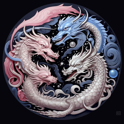 Yin Yang Dragon - Full Square Drill Diamond Painting 40*40CM