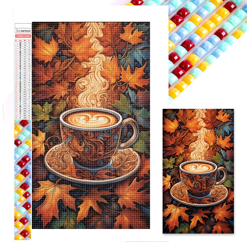 Autumn Maple Leaf Coffee - Full Square Drill Diamond Painting 40*70CM