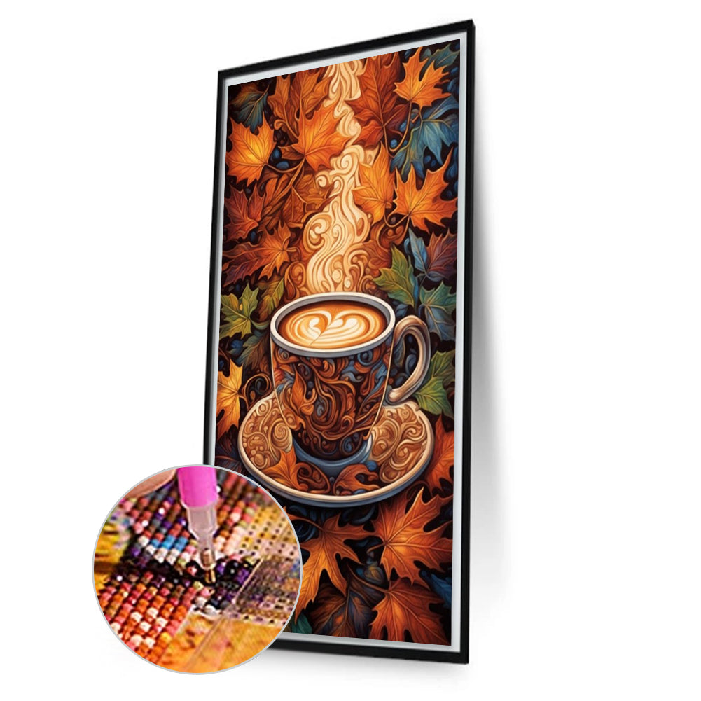 Autumn Maple Leaf Coffee - Full Square Drill Diamond Painting 40*70CM