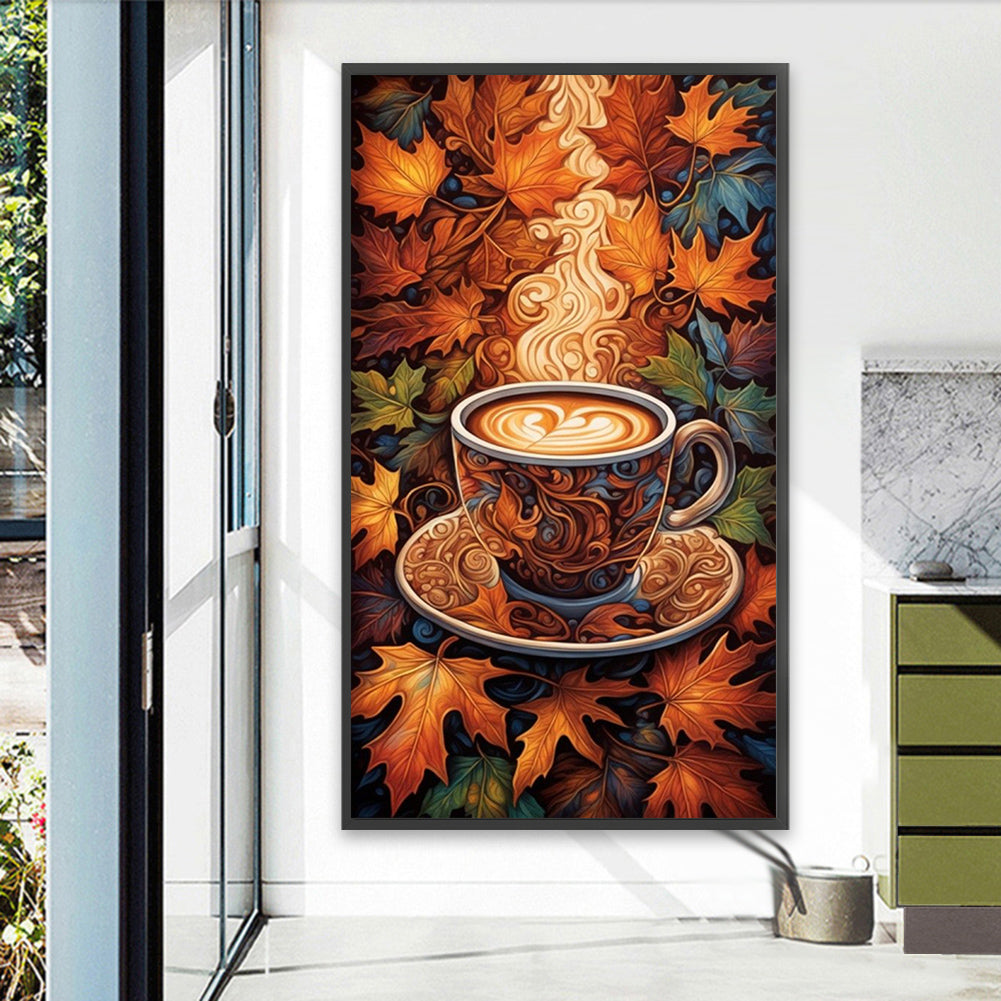 Autumn Maple Leaf Coffee - Full Square Drill Diamond Painting 40*70CM