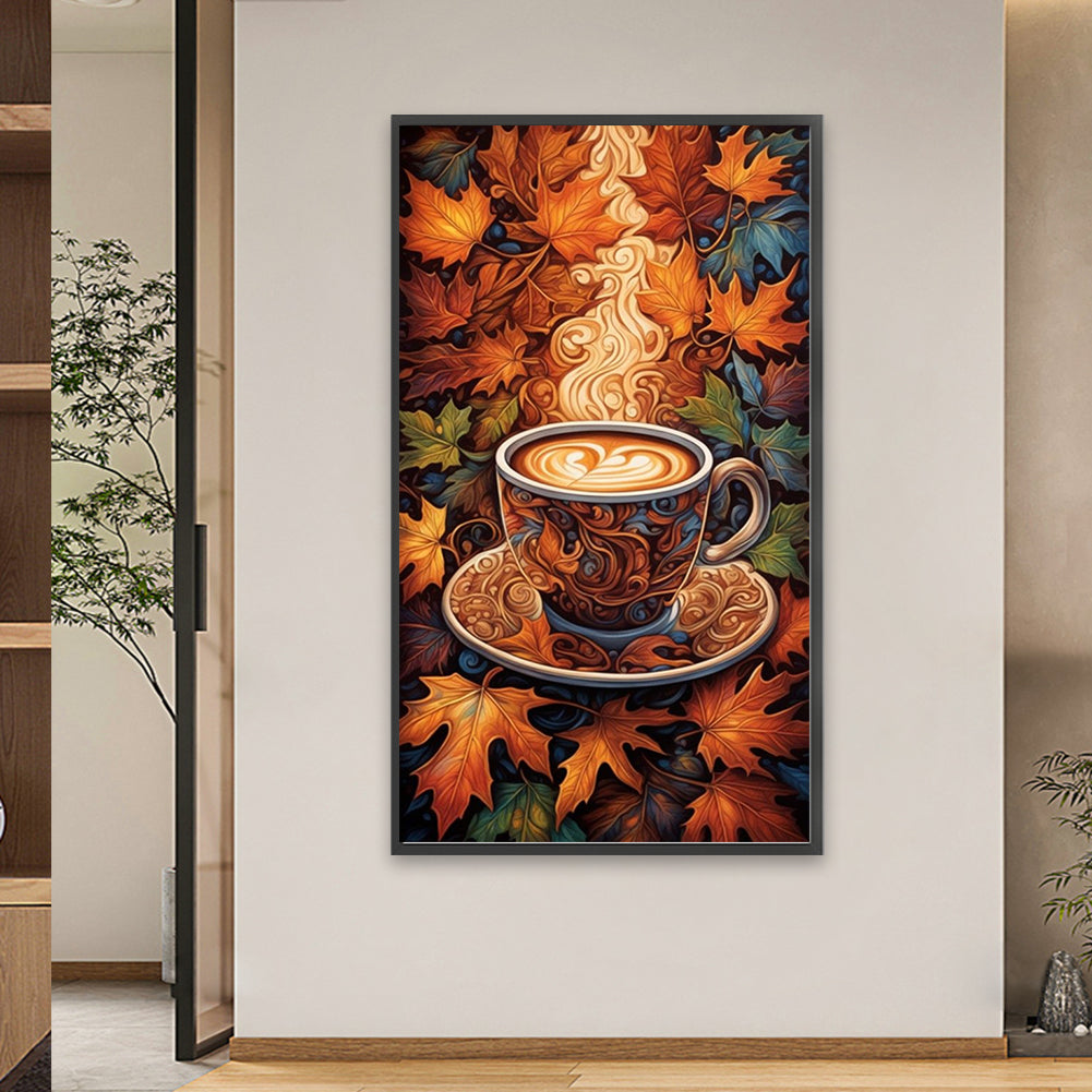 Autumn Maple Leaf Coffee - Full Square Drill Diamond Painting 40*70CM