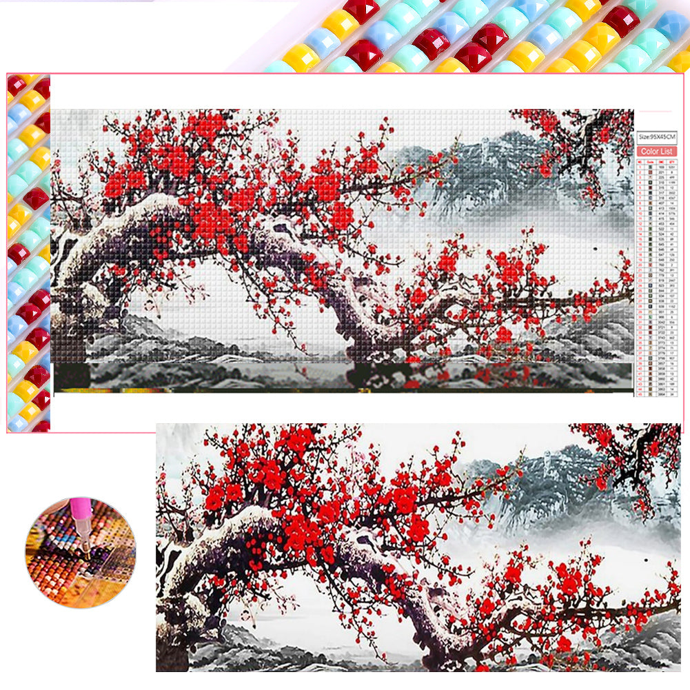 Winter Winter Plum - Full Square Drill Diamond Painting 95*45CM