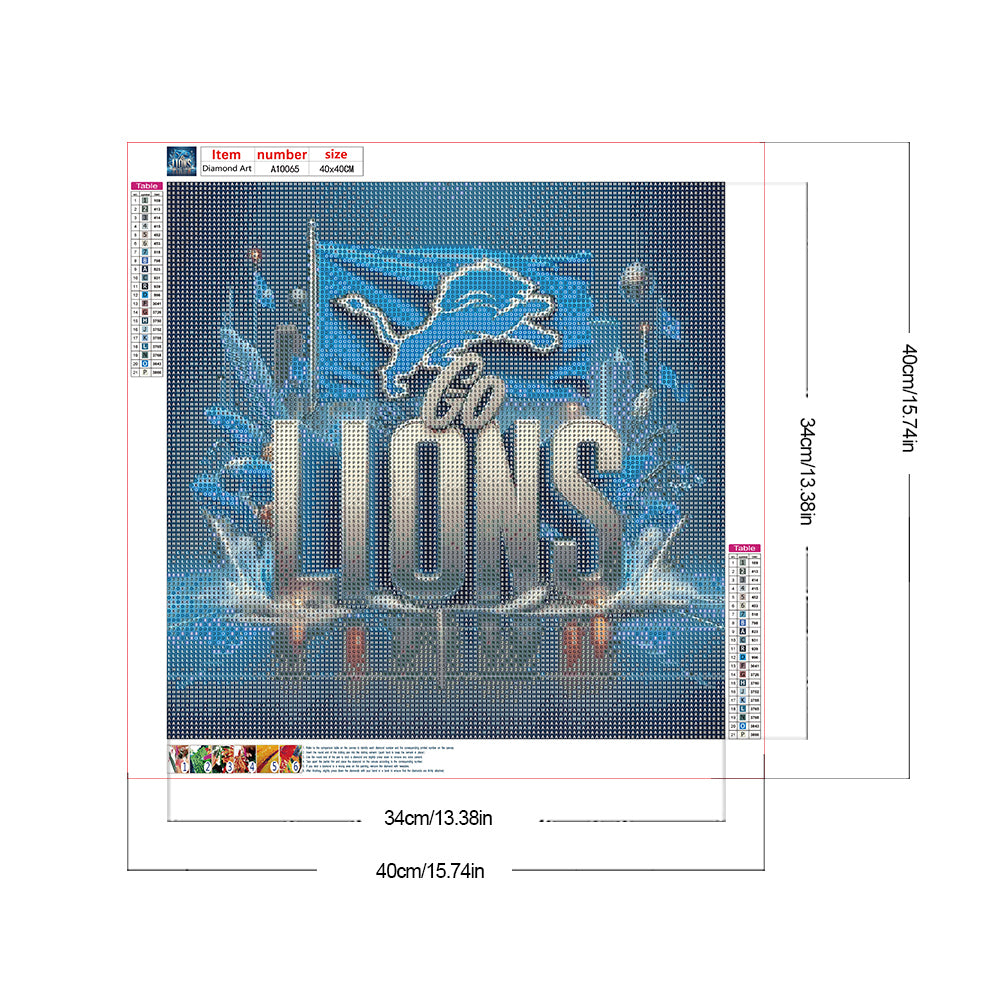 Detroit Lions Flag - Full Round Drill Diamond Painting 40*40CM