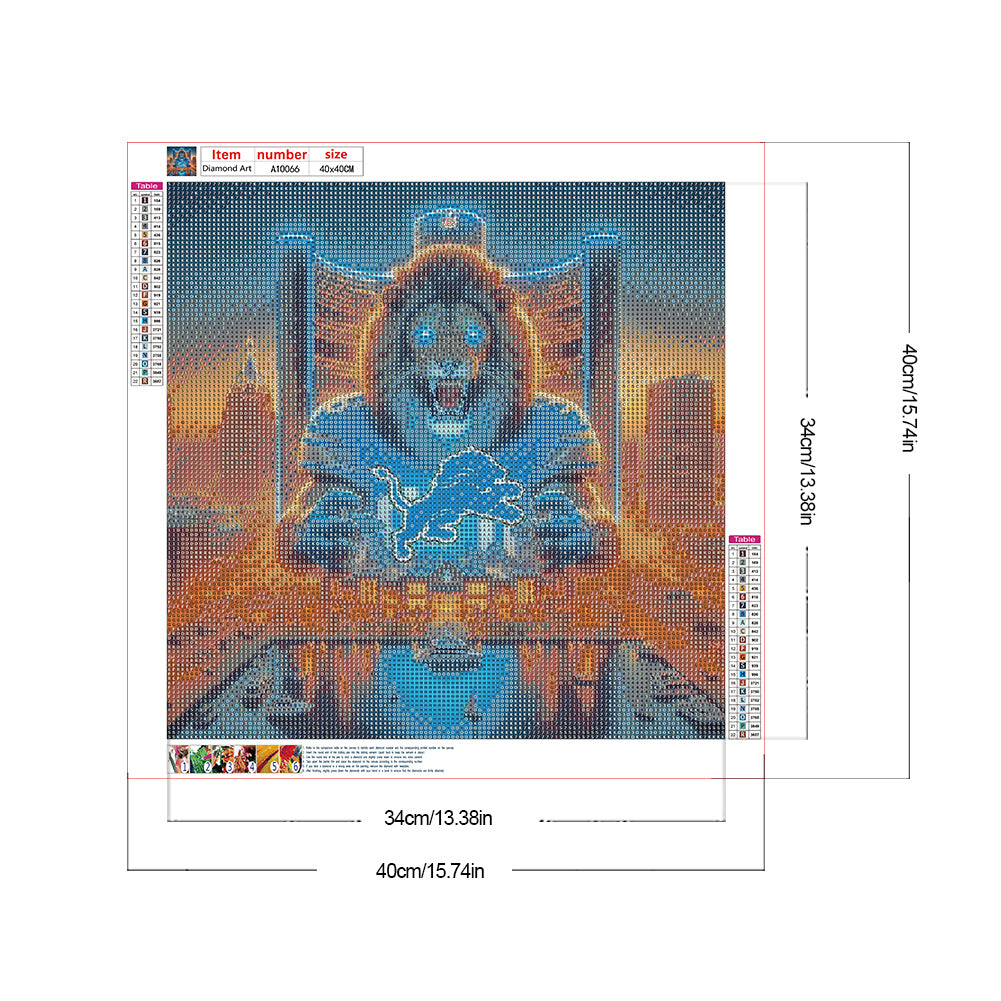 Detroit Lions Lion - Full Round Drill Diamond Painting 40*40CM