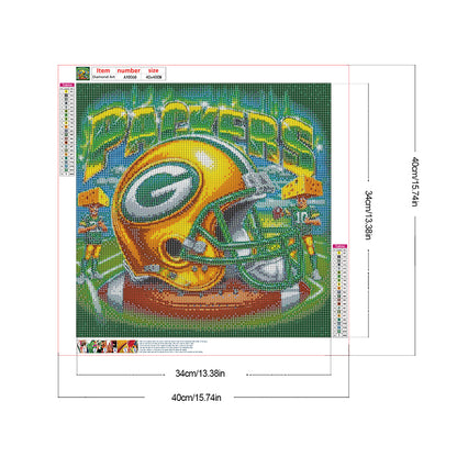 Green Bay Packers Helmet - Full Round Drill Diamond Painting 40*40CM