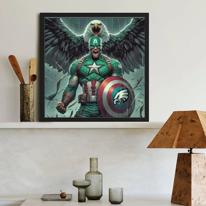 Philadelphia Eagles Captain America - Full Round Drill Diamond Painting 40*40CM
