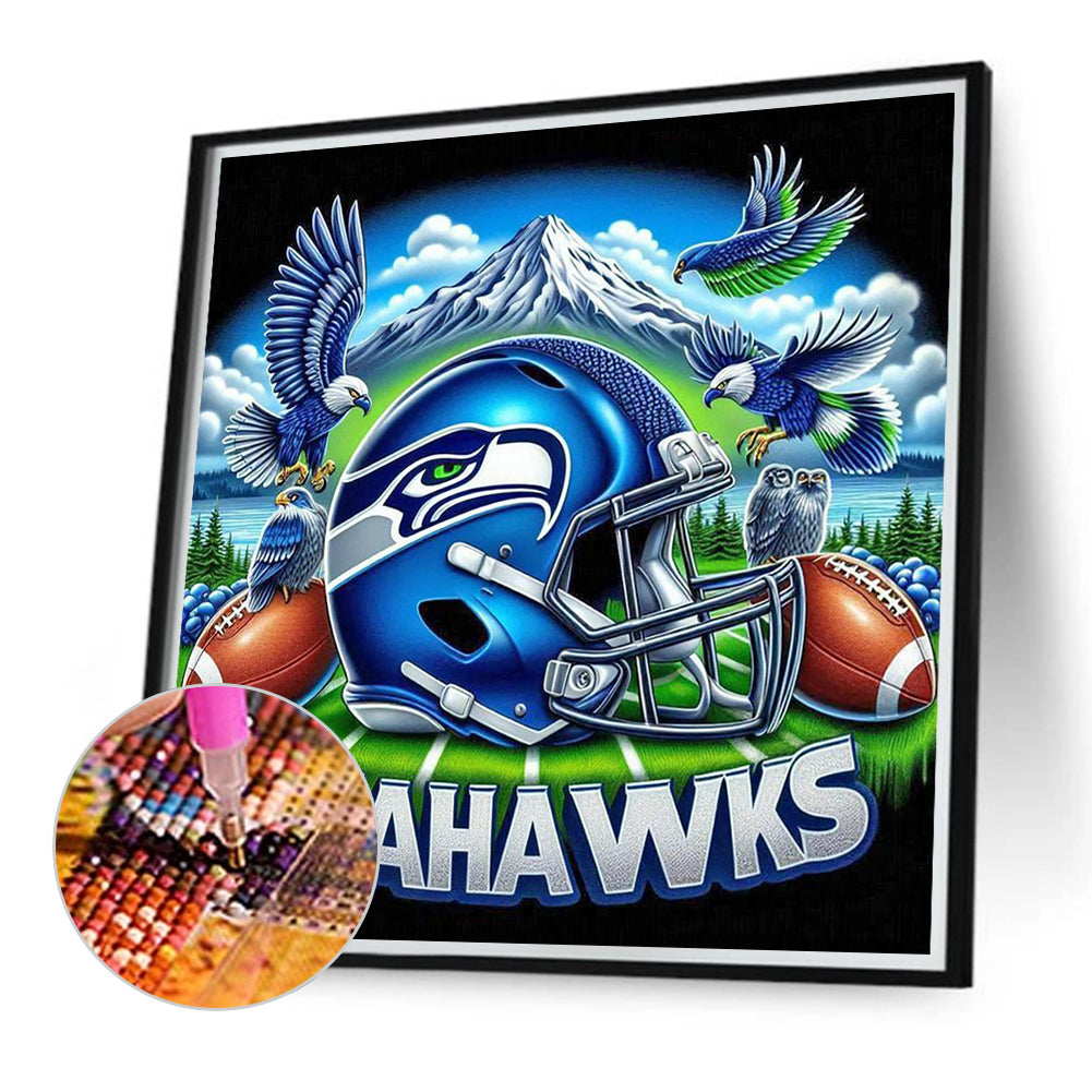 Seattle Seahawks Helmet - Full Round Drill Diamond Painting 40*40CM