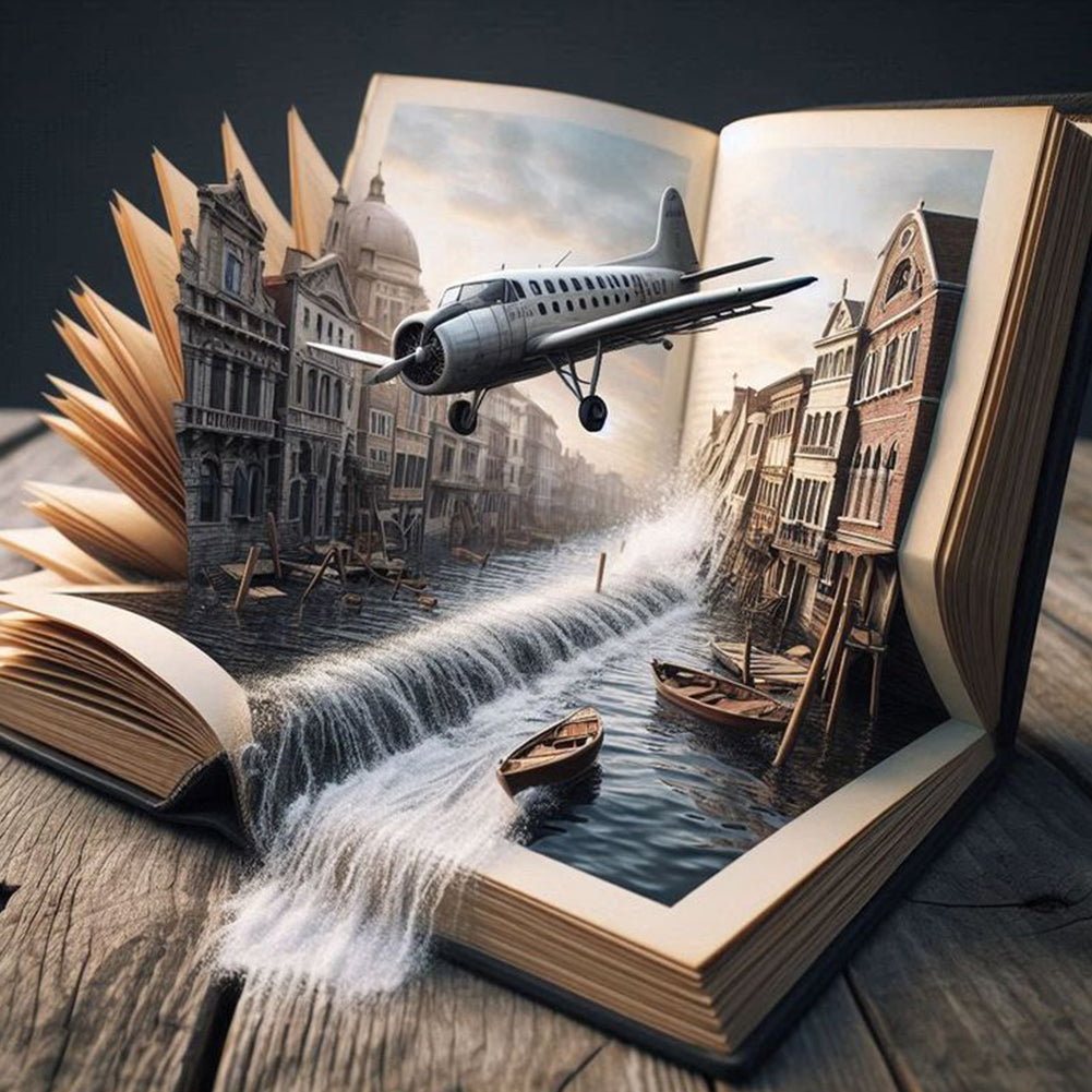 Water City In The Book - Full Round Drill Diamond Painting 50*50CM