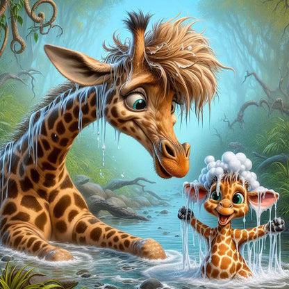 Giraffe - Full Round Drill Diamond Painting 40*40CM