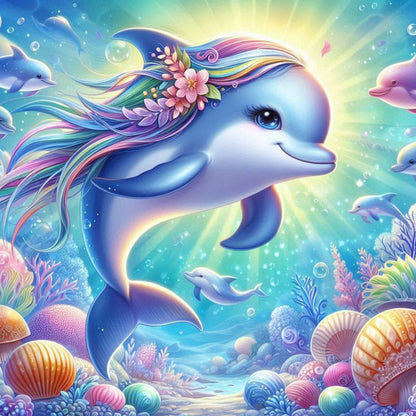 Dolphin - Full Round Drill Diamond Painting 40*40CM