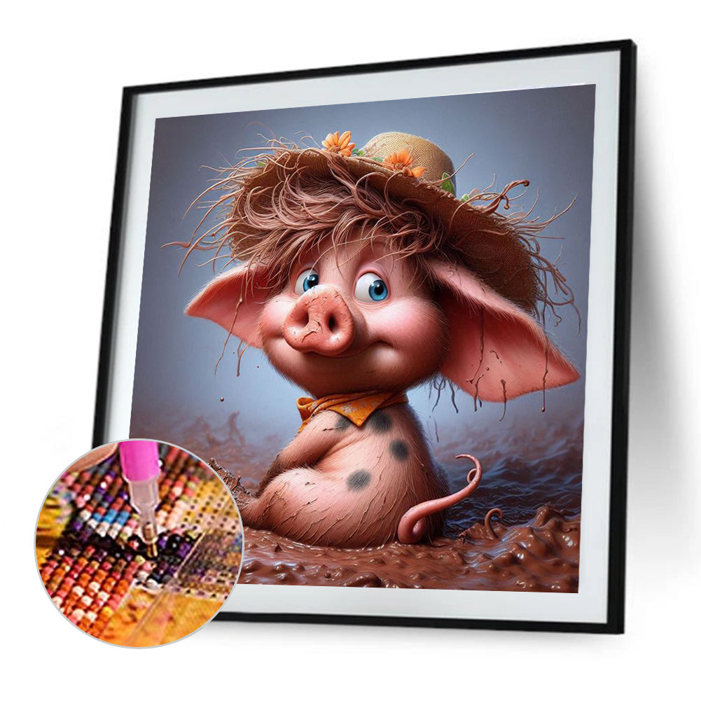 Pig - Full Round Drill Diamond Painting 40*40CM