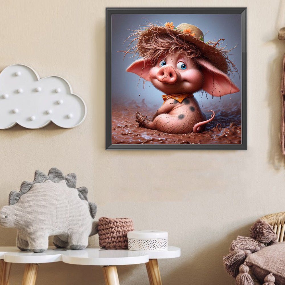 Pig - Full Round Drill Diamond Painting 40*40CM