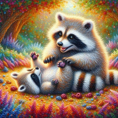 Raccoon - Full Round Drill Diamond Painting 40*40CM