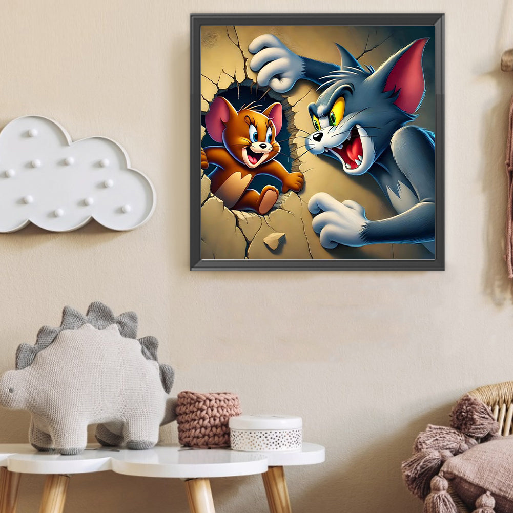 Cat And Mouse - Full Round Drill Diamond Painting 40*40CM