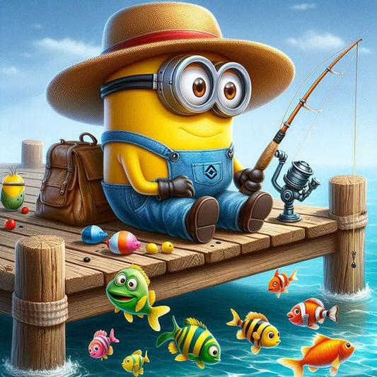 Minions Fishing - Full Round Drill Diamond Painting 40*40CM