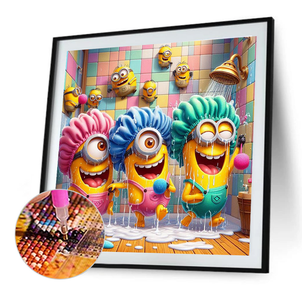 Minions Taking A Bath - Full Round Drill Diamond Painting 40*40CM