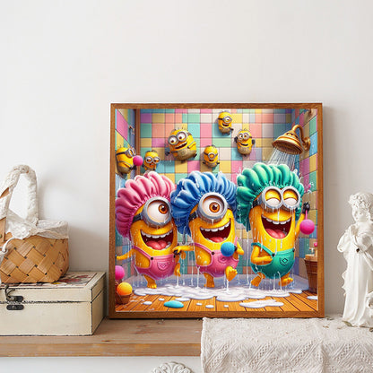 Minions Taking A Bath - Full Round Drill Diamond Painting 40*40CM