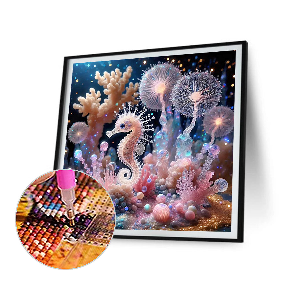 Seahorse Seaweed Ocean - Full Round Drill Diamond Painting 40*40CM