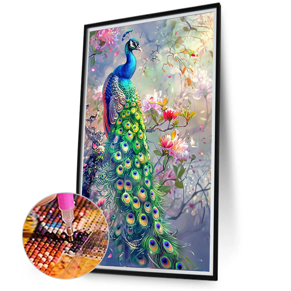 Peacock - Full Round Drill Diamond Painting 40*70CM