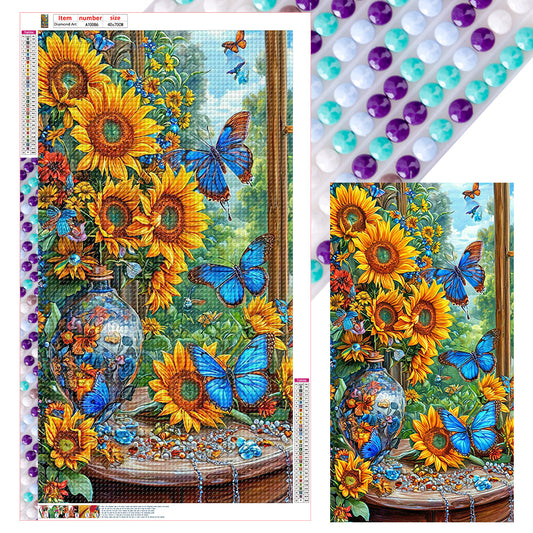 Sunflower Butterfly - Full Round Drill Diamond Painting 40*70CM