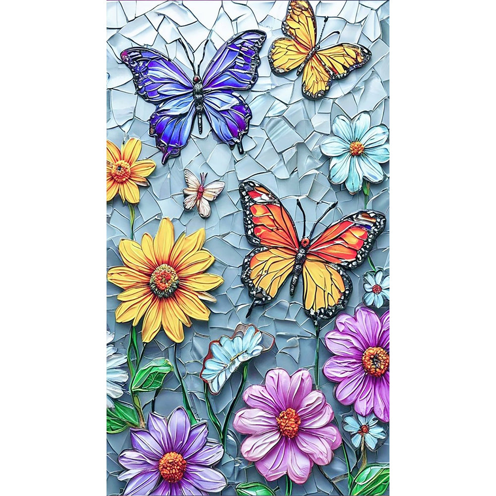 Daisy Butterfly - Full Round Drill Diamond Painting 40*70CM