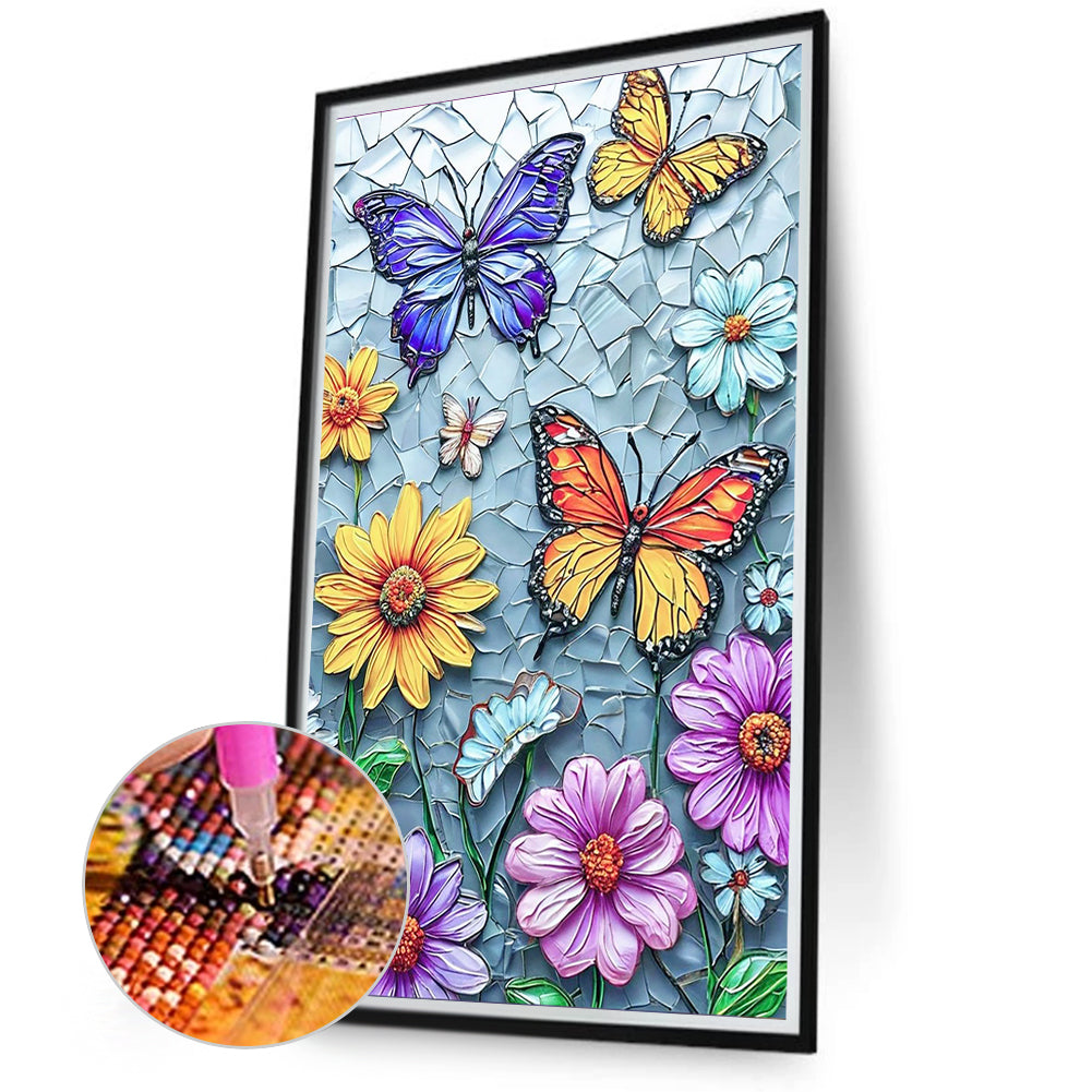 Daisy Butterfly - Full Round Drill Diamond Painting 40*70CM