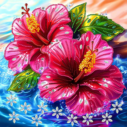 Hibiscus Flower - Special Shaped Drill Diamond Painting 30*30CM