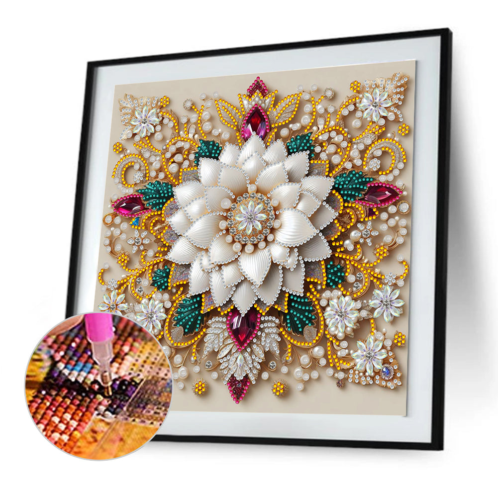 White Flower - Special Shaped Drill Diamond Painting 30*30CM