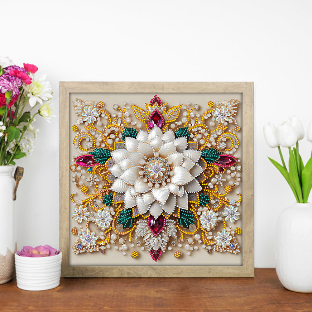 White Flower - Special Shaped Drill Diamond Painting 30*30CM