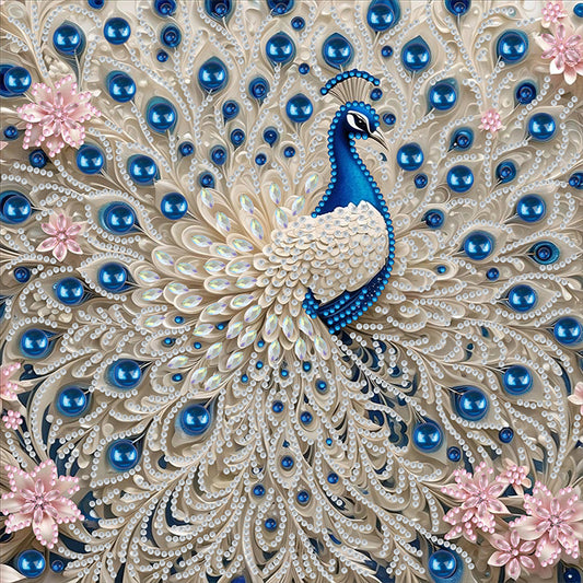 White Peacock - Special Shaped Drill Diamond Painting 30*30CM