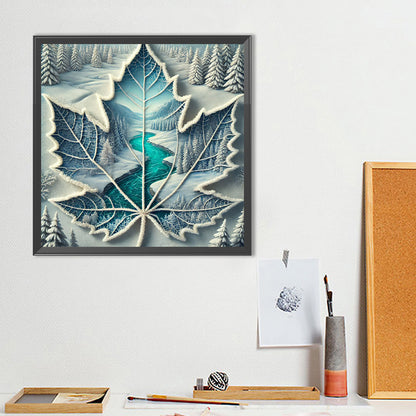Snow Maple Leaf - Full Round Drill Diamond Painting 40*40CM