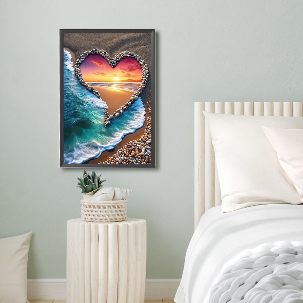 Love Sunset Beach - Full Round Drill Diamond Painting 40*60CM
